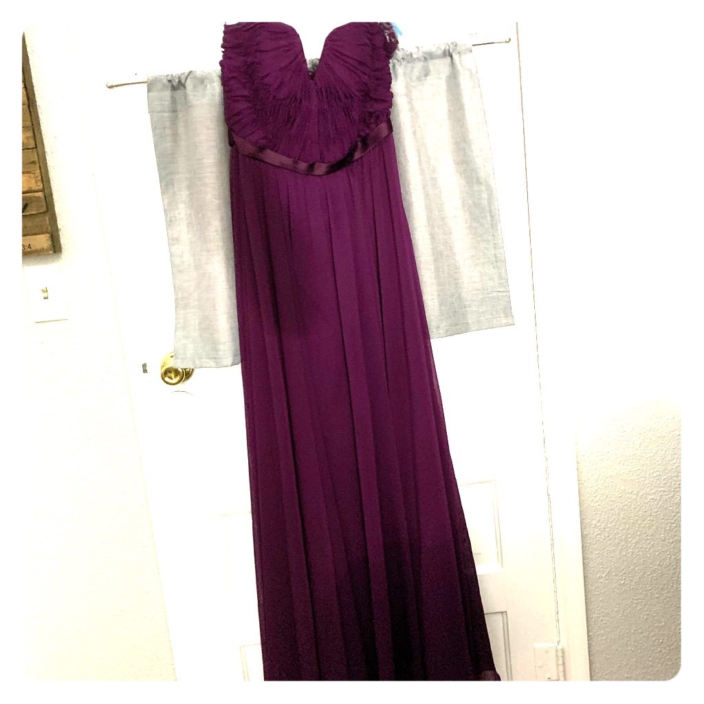 New Plum Strapless Long Bridesmaid Dress